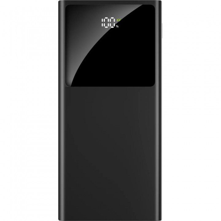 Siyah Çift Dahili Kablolu 10000 mAh LCD Ekranlı Promosyon Powerbank
